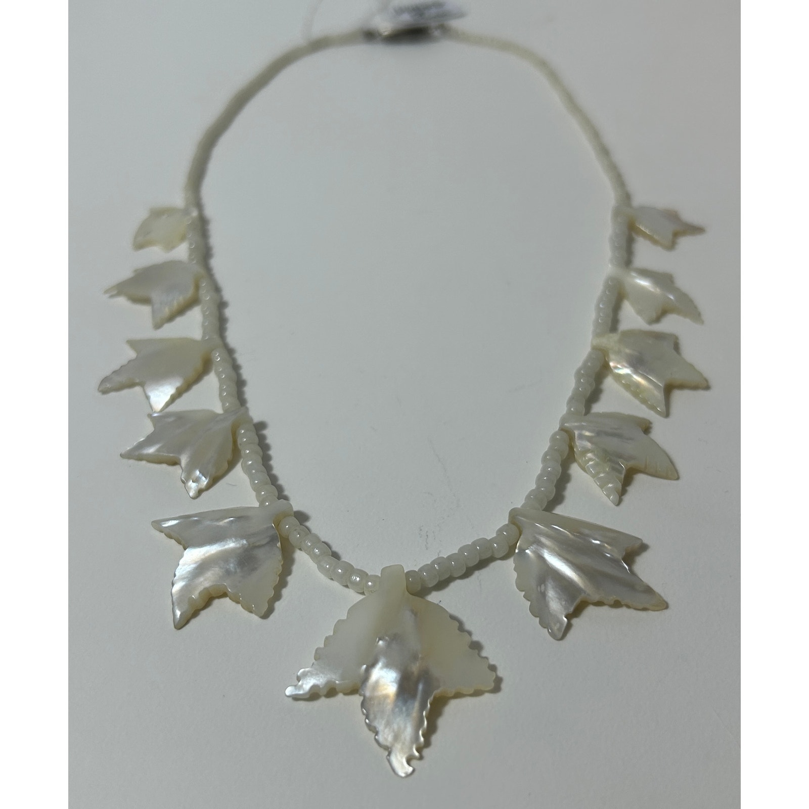 Vintage Mother Of Pearl Leaf Necklace 20